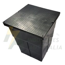 Black poly earth rod inspection pit with poly lid "EARTH" 300 x 300 x 300mm
